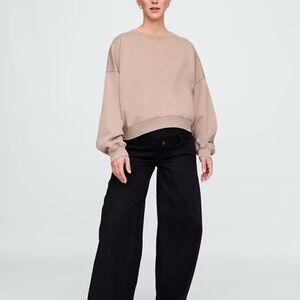 Beige Oversized Sweatshirt and Black Wide-Leg Pants